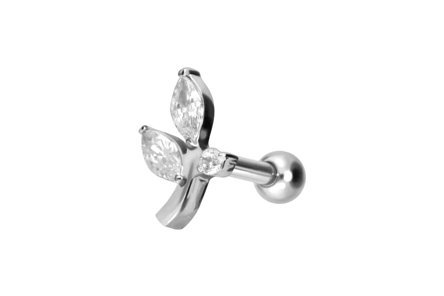 Titan Ohrpiercing mit Innengewinde KRISTALLZWEIG